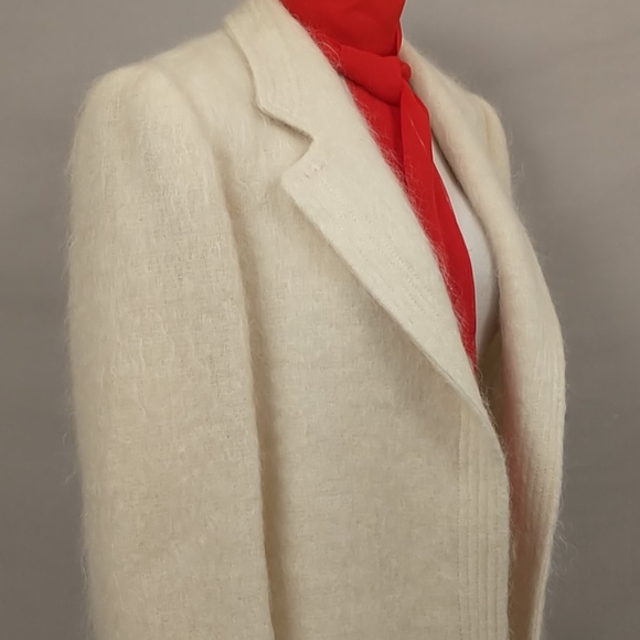 Vintage 80s / 90s Cream Mohair Blazer Jacket Deadstock Tailored Ivory Designer - Picture 6 of 12
